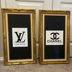 Gold Framed Louis Vuitton and Chanel Wall Art
